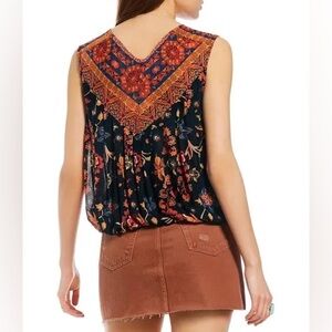 Free People Havana Floral Cropped Tank Top Faux Wrap Shirt Size Small